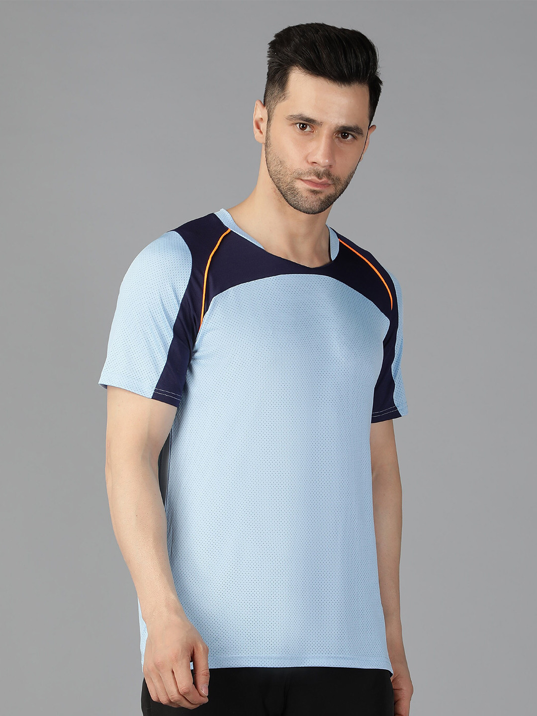 

Shiv Naresh Men Round Neck Cotton T-shirt, Turquoise blue