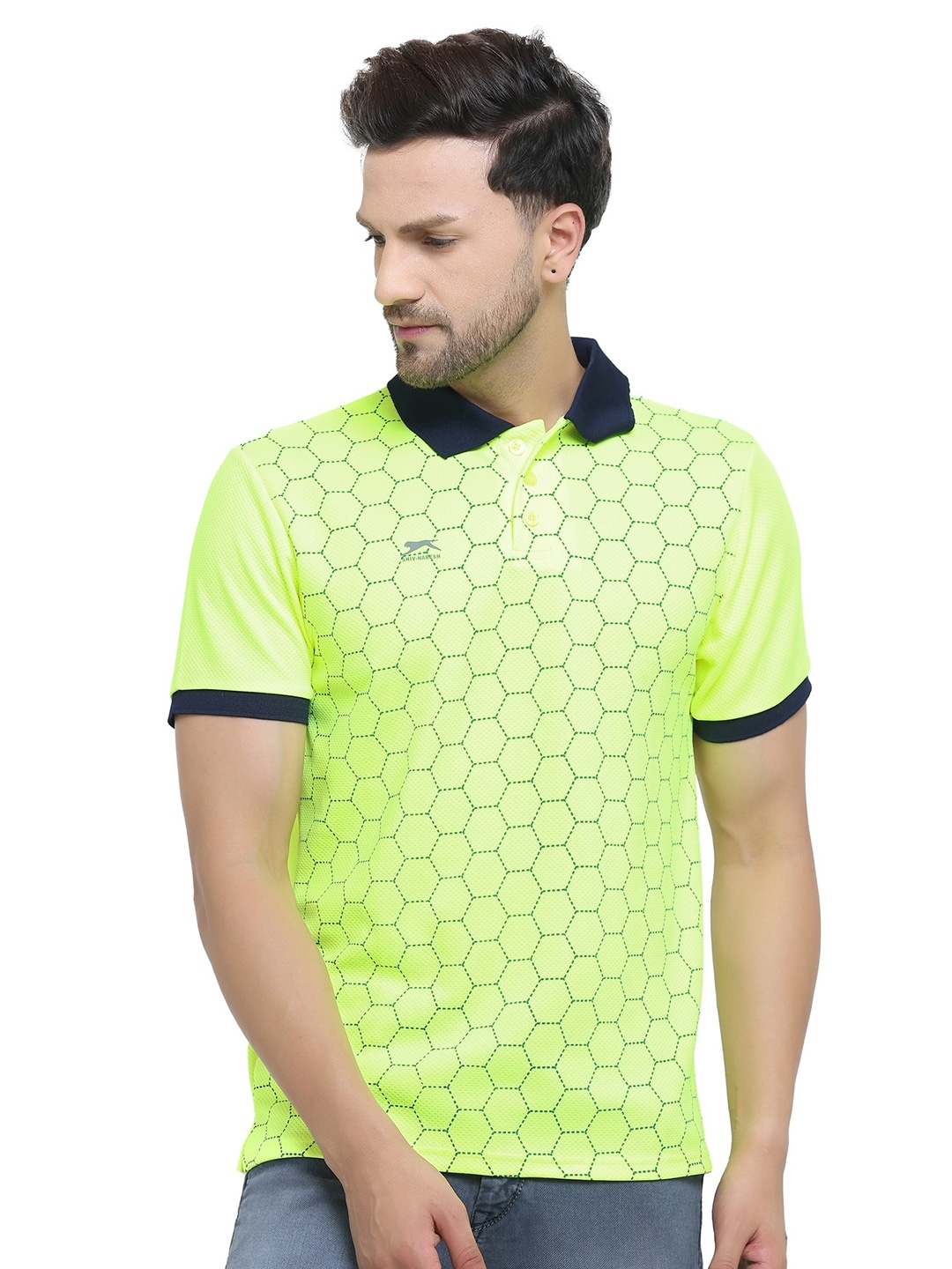 

Shiv Naresh Men Printed Cotton T-shirt, Lime green