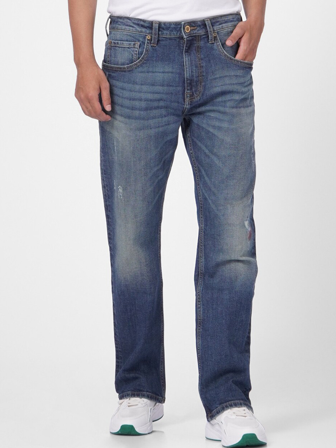 

Jack & Jones Men Bootcut Mildly Distressed Heavy Fade Jeans, Blue