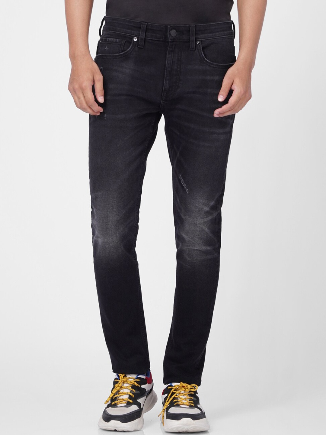 

Jack & Jones Men Slim Fit Low Distress Jeans, Black