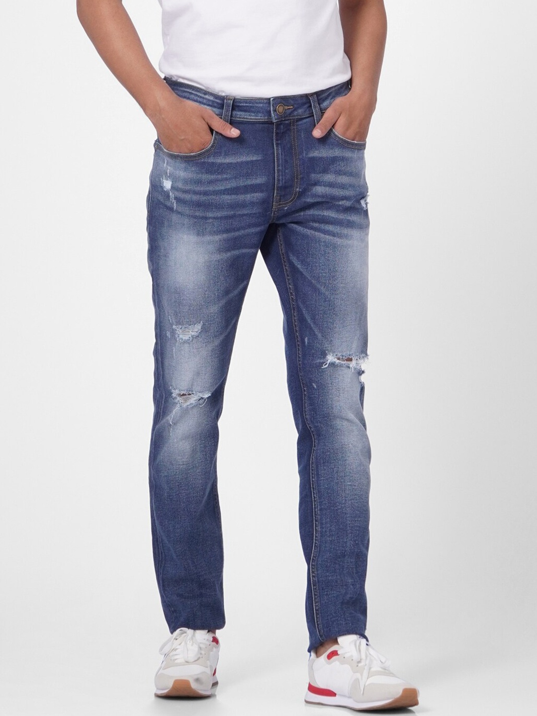 

Jack & Jones Men Slim Fit Mildly Distressed Heavy Fade Jeans, Blue