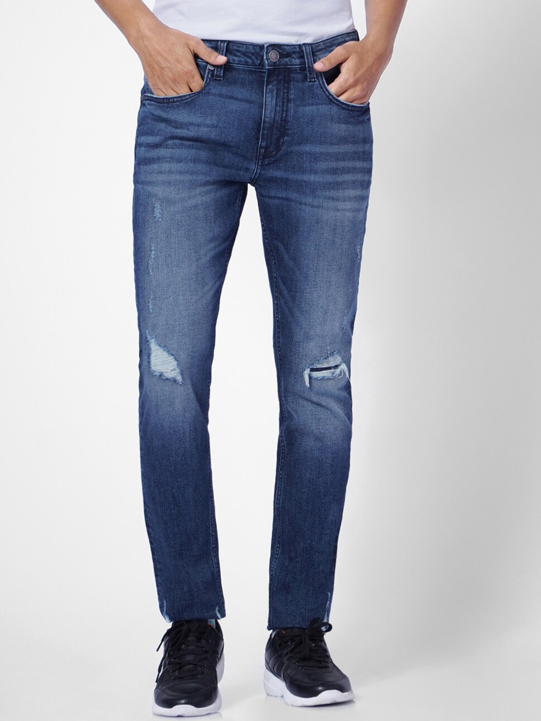 

Jack & Jones Men Slim Fit Mildly Distressed Jeans, Blue