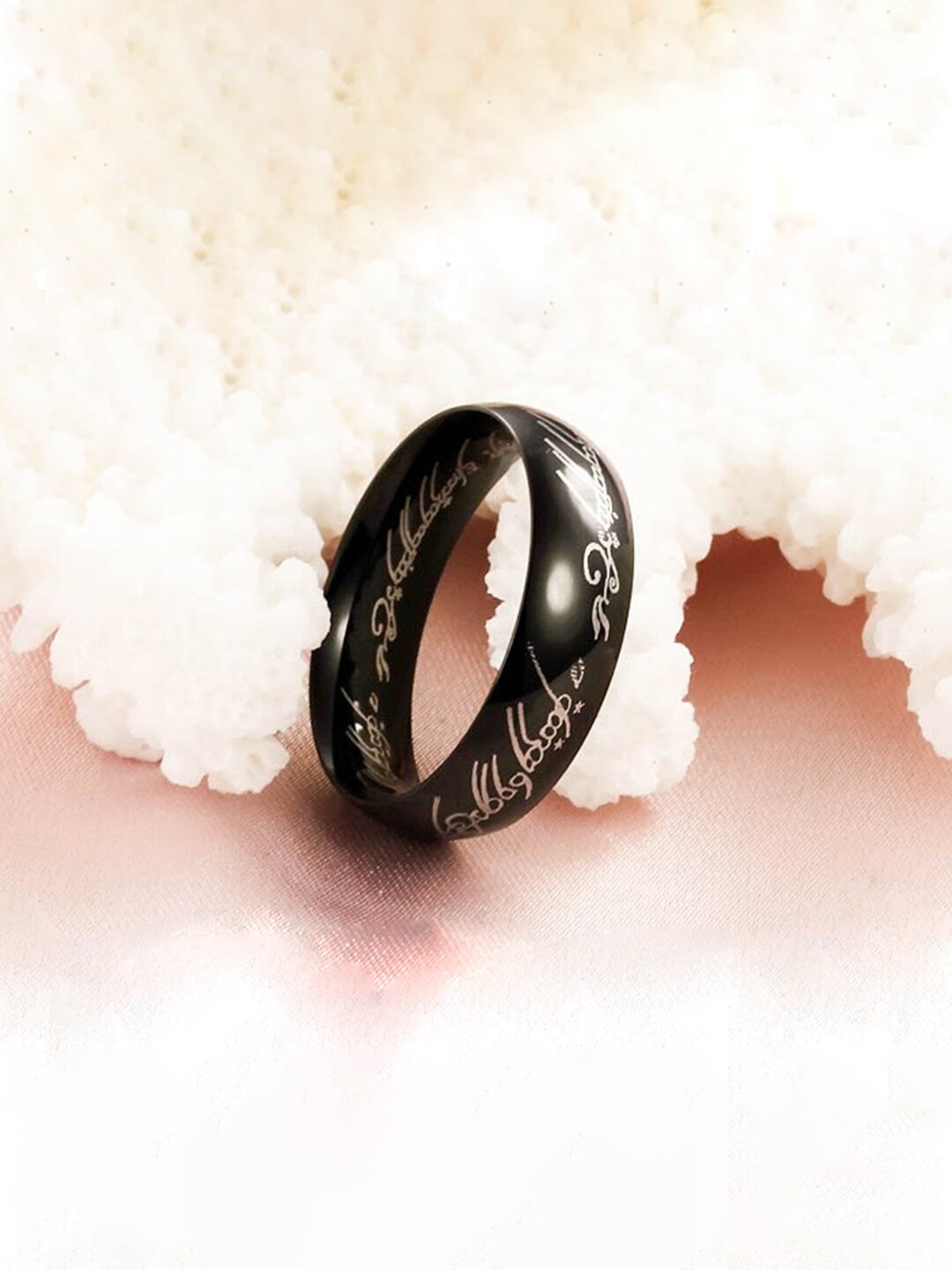 

Yellow Chimes Men Band Finger Ring, Black