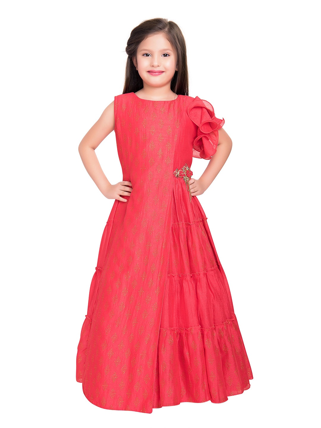 

Tiny Kingdom Girls Satin Maxi Dress, Red