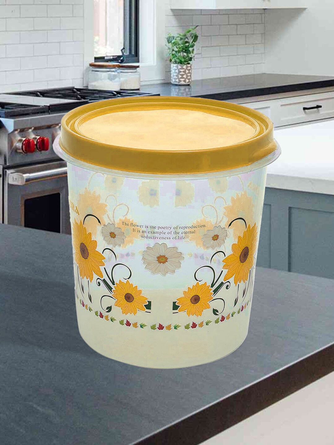 

Kuber Industries Yellow Floral Printed Plastic Food Container 10L