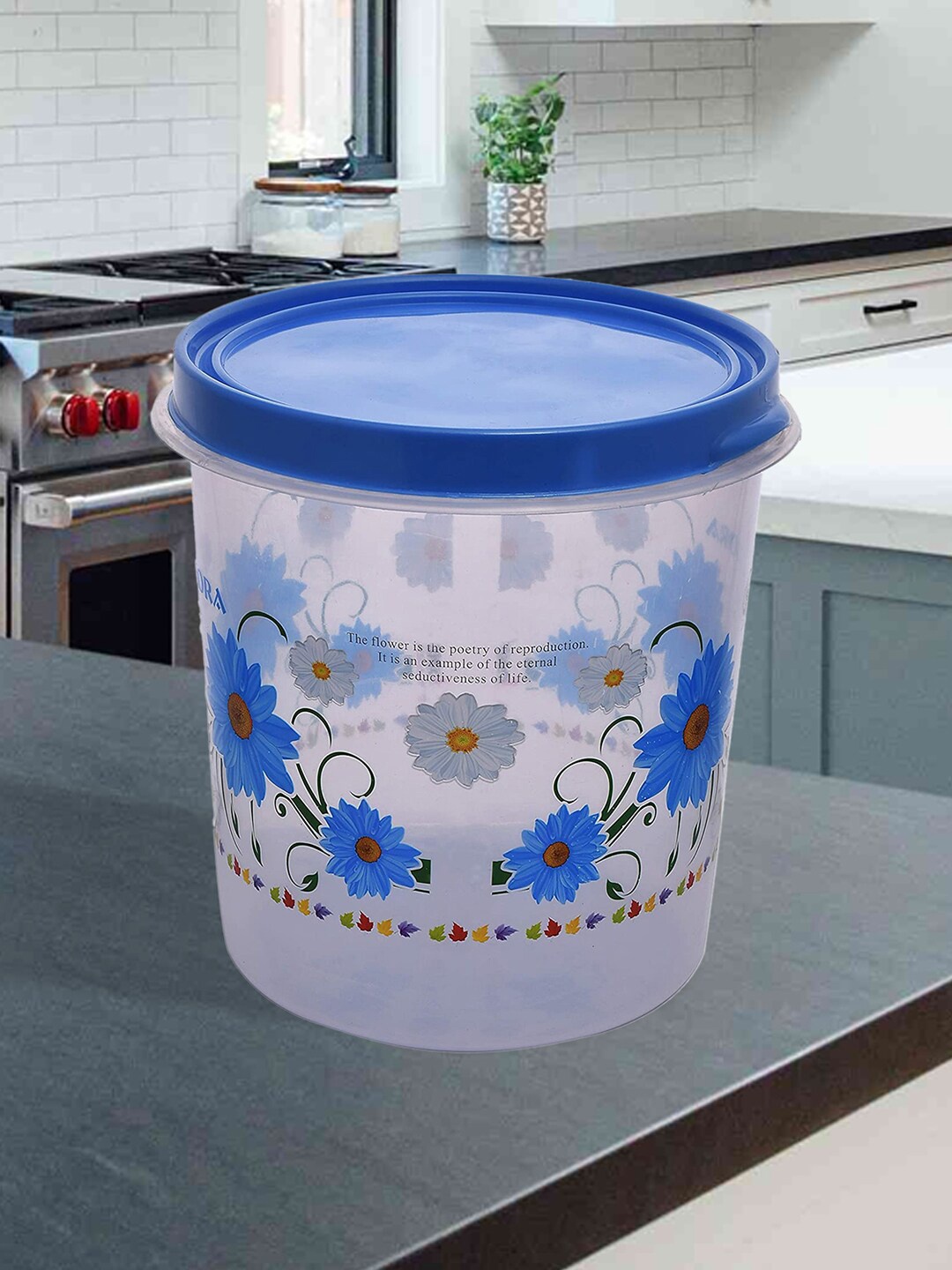 

Kuber Industries Blue Floral Printed BPA Free Food Storage Container With Lid 7 L