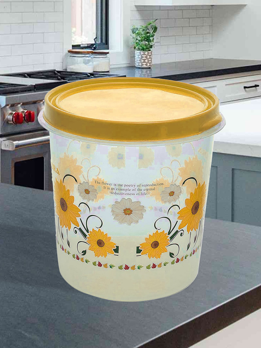 

Kuber Industries Yellow Set Of 2 Printed Food Storage Containers 7 L Each