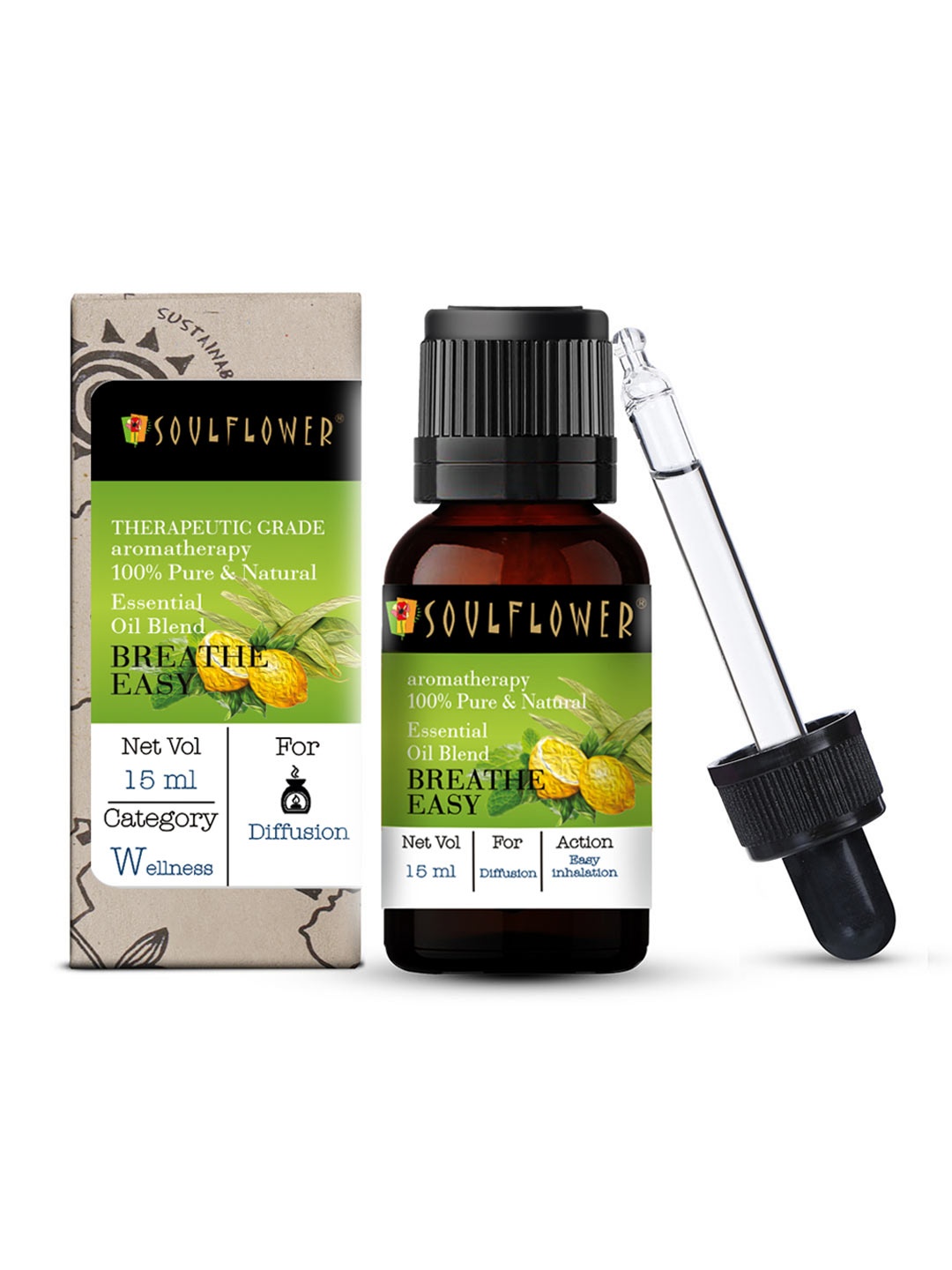 

Soulflower Unisex Breathe Easy Essential Oil - 15 ml, Green