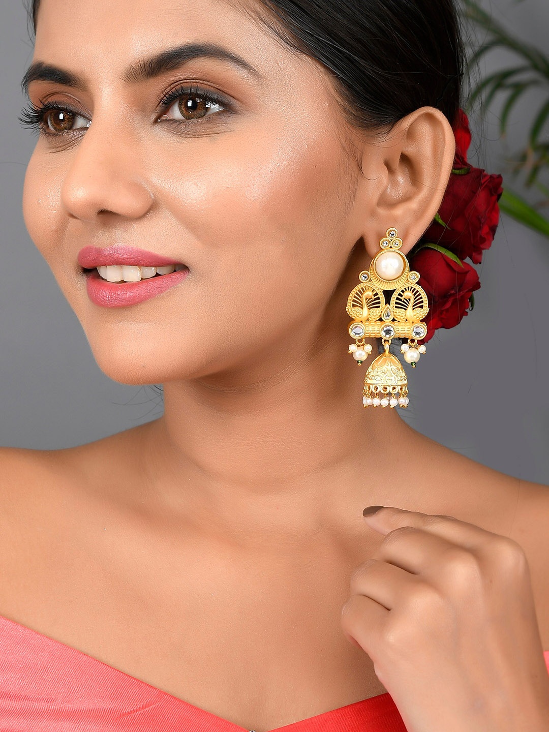 

Silvermerc Designs Filigree Handcrafted Traditional Earrings, Gold