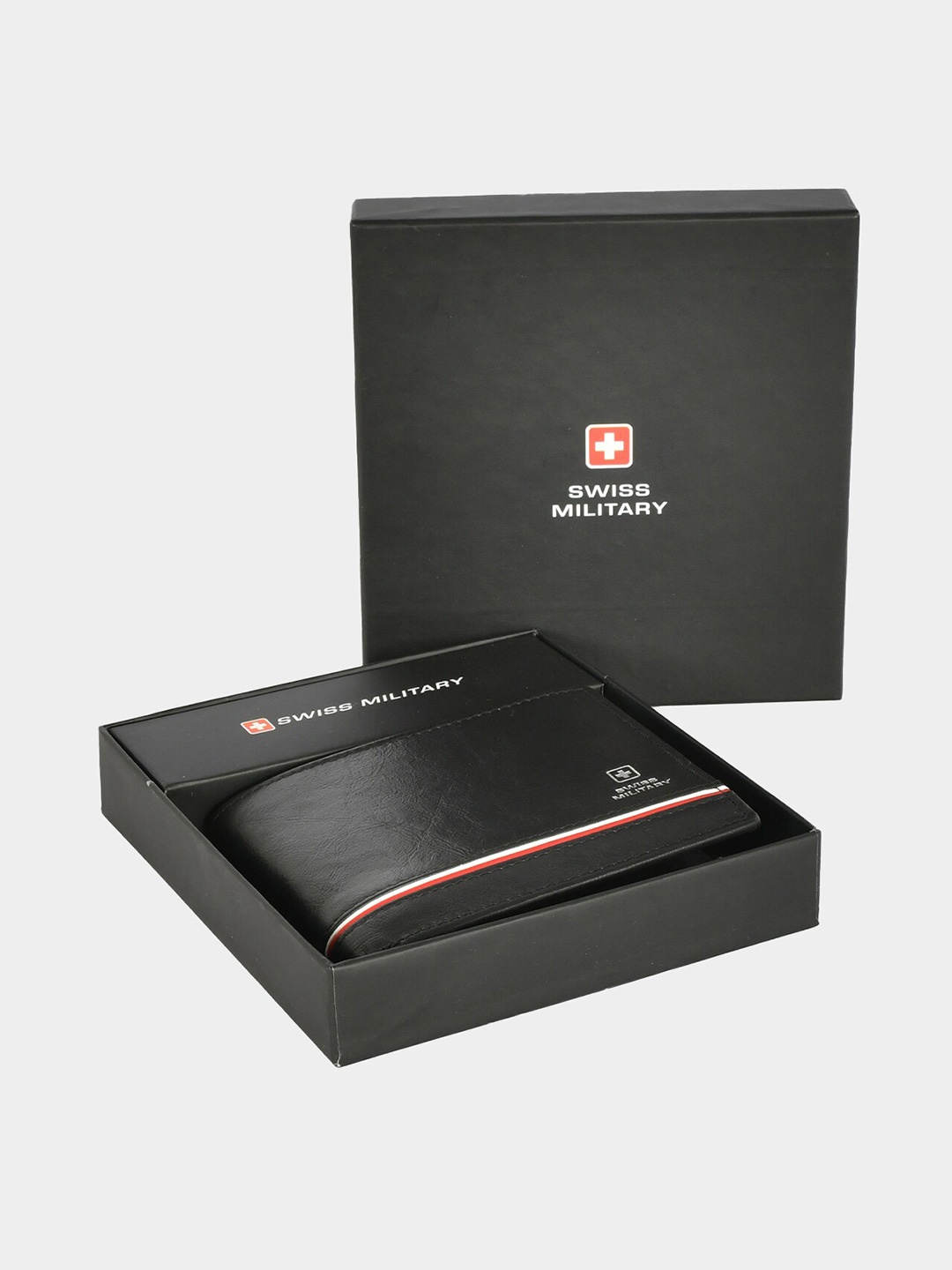 

SWISS MILITARY Men Leather Two Fold Wallet, Black