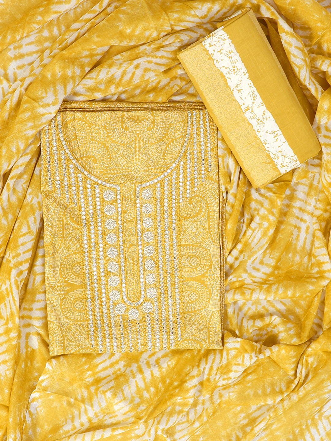 

SALWAR STUDIO Printed Pure Cotton Unstitched Dress Material, Yellow