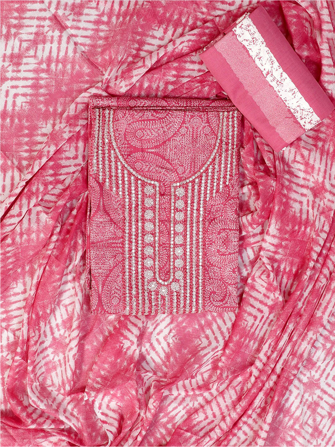 

SALWAR STUDIO Printed Pure Cotton Unstitched Dress Material, Pink