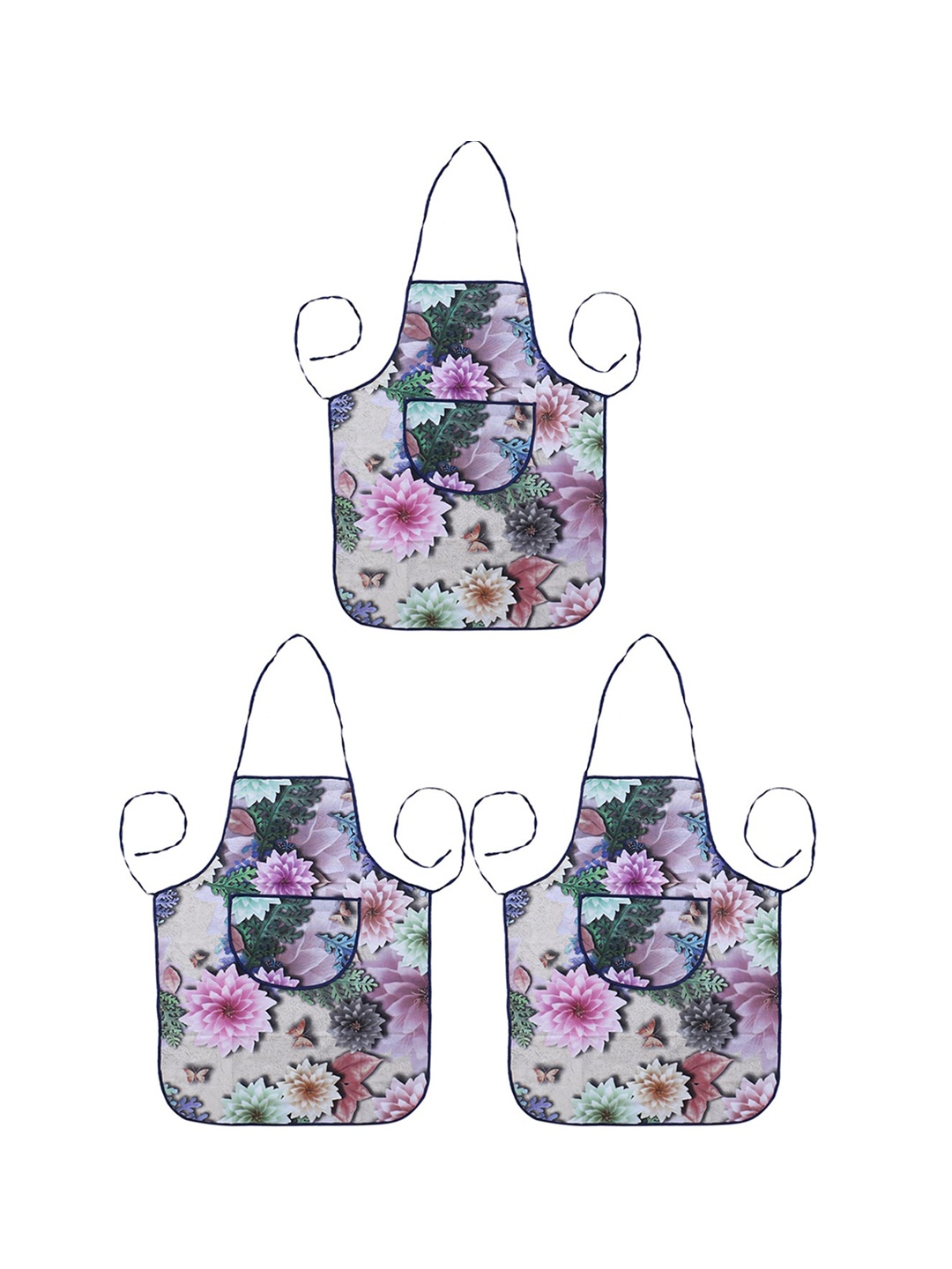 

Kuber Industries Purple Pack Of 3 Floral Printed Waterproof Aprons