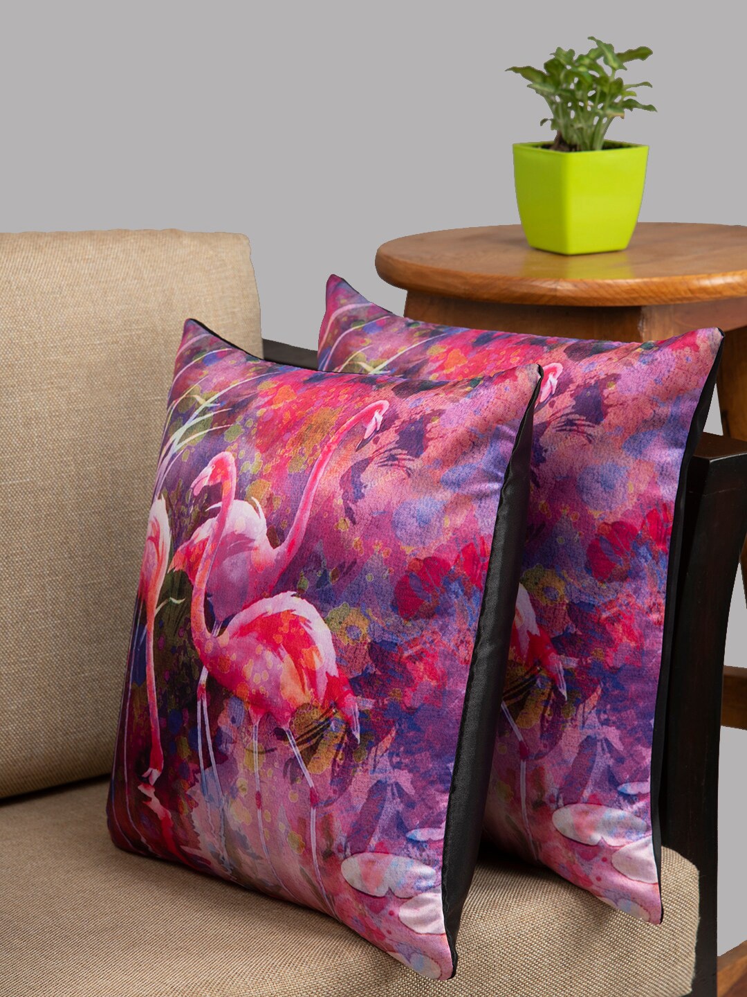 

HOUZZCODE Pink & White Set of 2 Quirky Square Cushion Covers