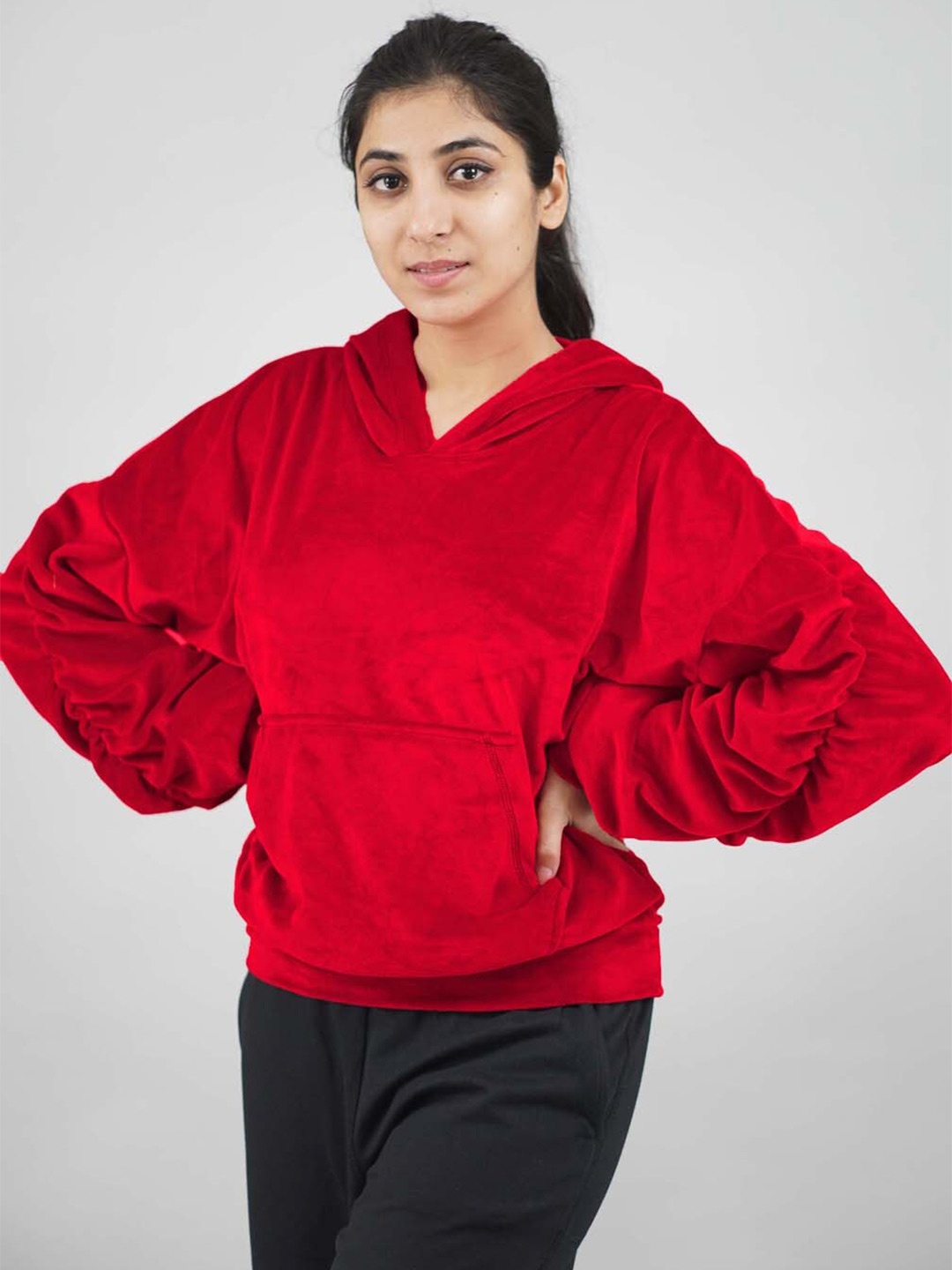 

IMPERATIVE Women Red Hooded Sweatshirt