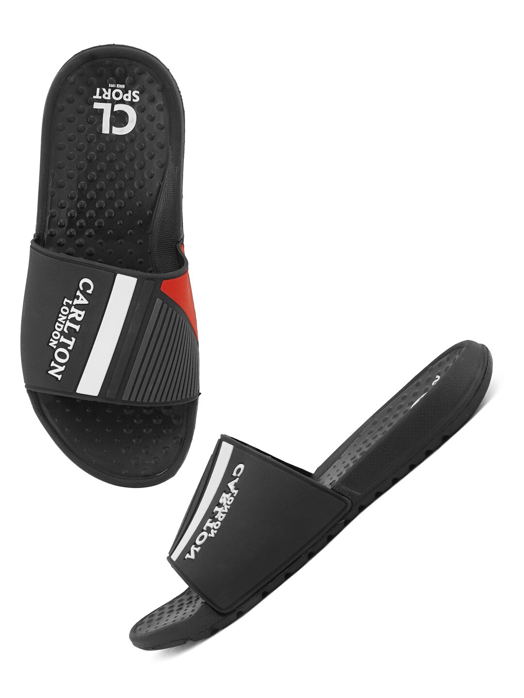 

Carlton London sports Men Printed Sliders, Black