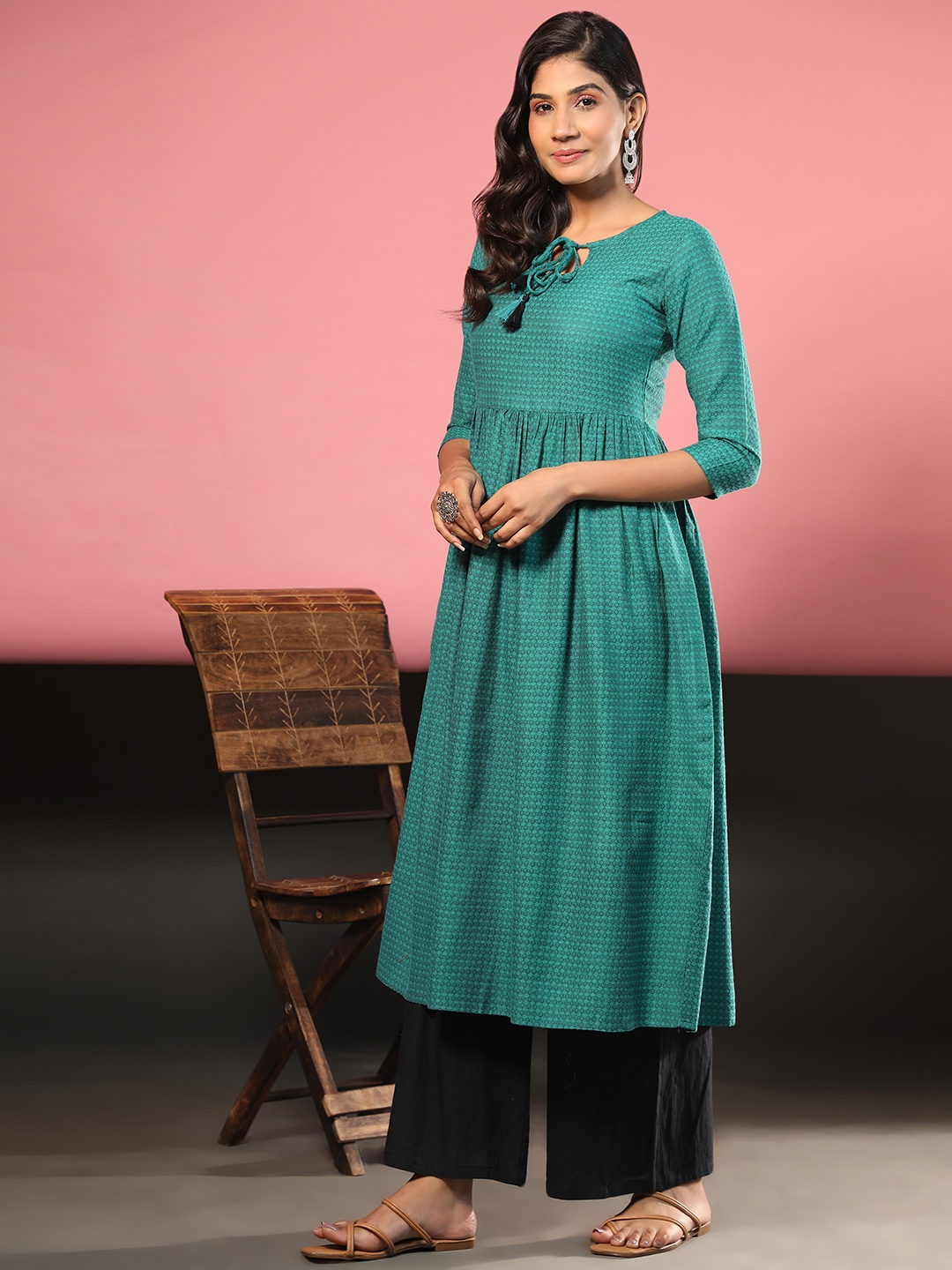 

Vbuyz Women Cotton Kurta, Teal