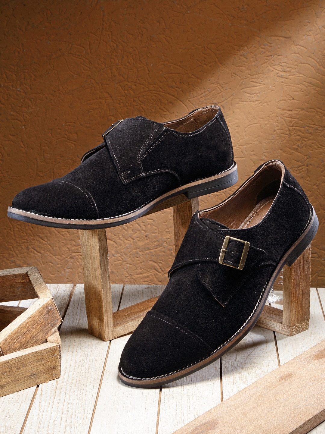 

LOUIS STITCH Men Black Suede Derbys