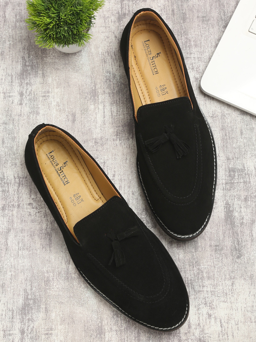 

LOUIS STITCH Men Suede Driving Shoes, Black