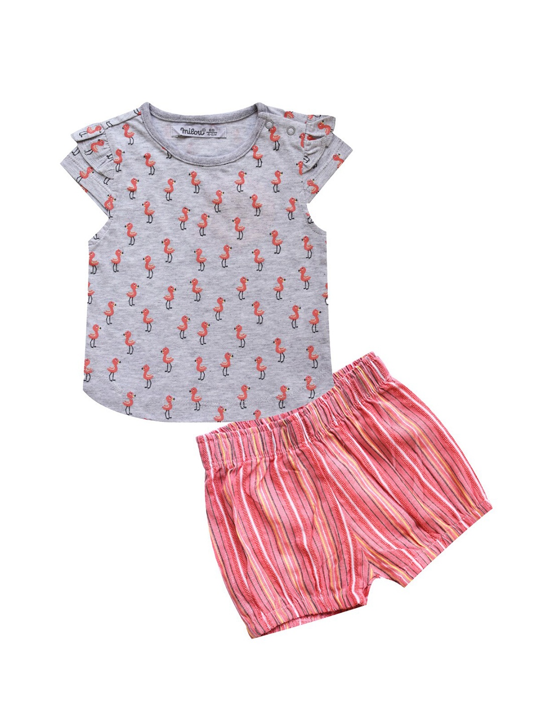 

milou Girls Printed Top with Shorts, Grey
