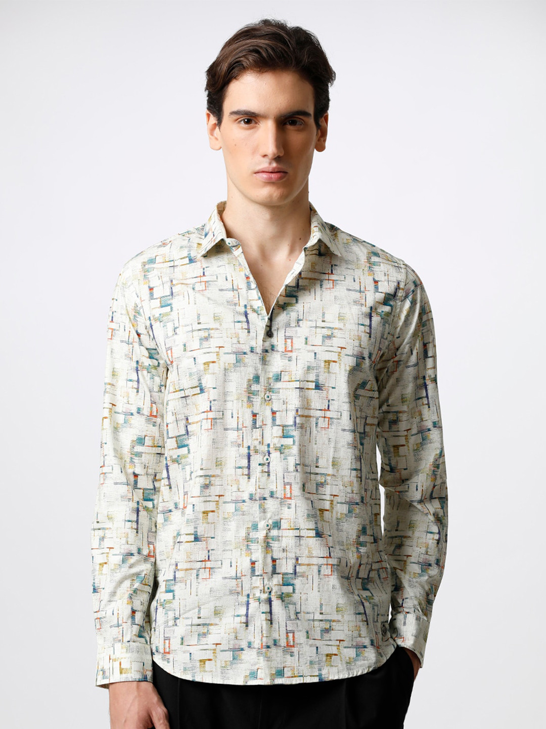 

THE BEAR HOUSE Men Slim Fit Printed Cotton Casual Shirt, Multi