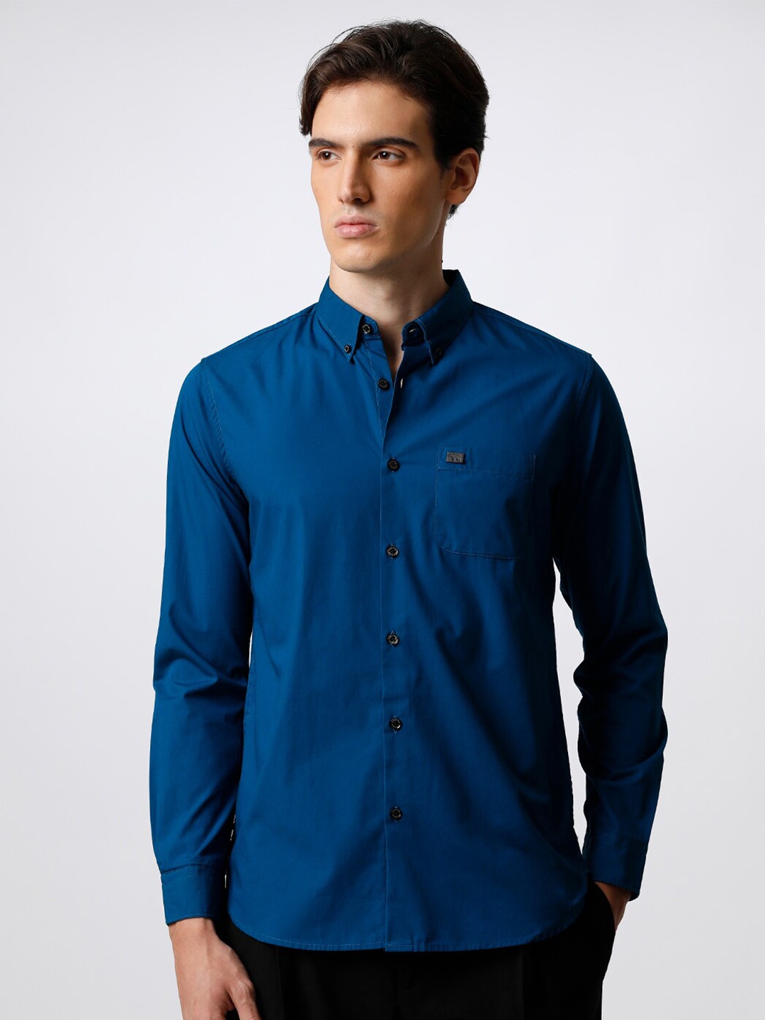 

THE BEAR HOUSE Men Slim Fit Pure Cotton Casual Shirt, Blue