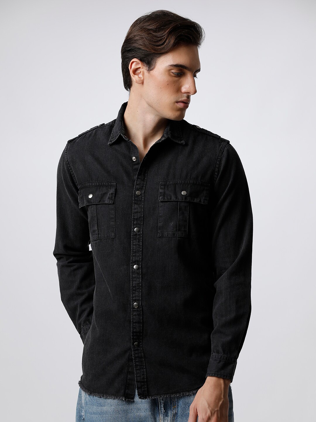 

THE BEAR HOUSE Men Slim Fit Casual Shirt, Black