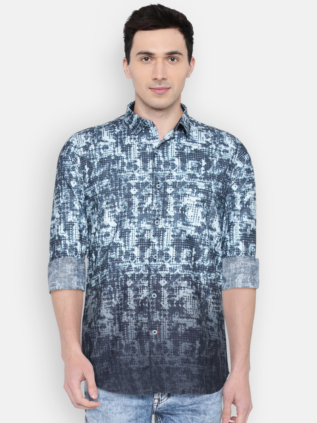 

SPYKAR Men Blue Slim Fit Printed Casual Shirt