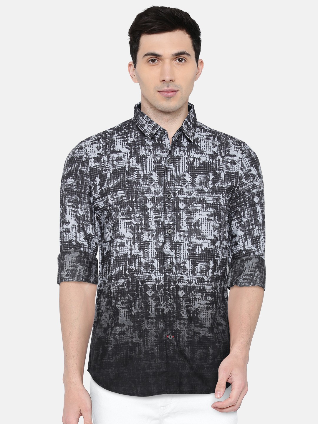 

SPYKAR Men Charcoal Grey Slim Fit Printed Casual Shirt