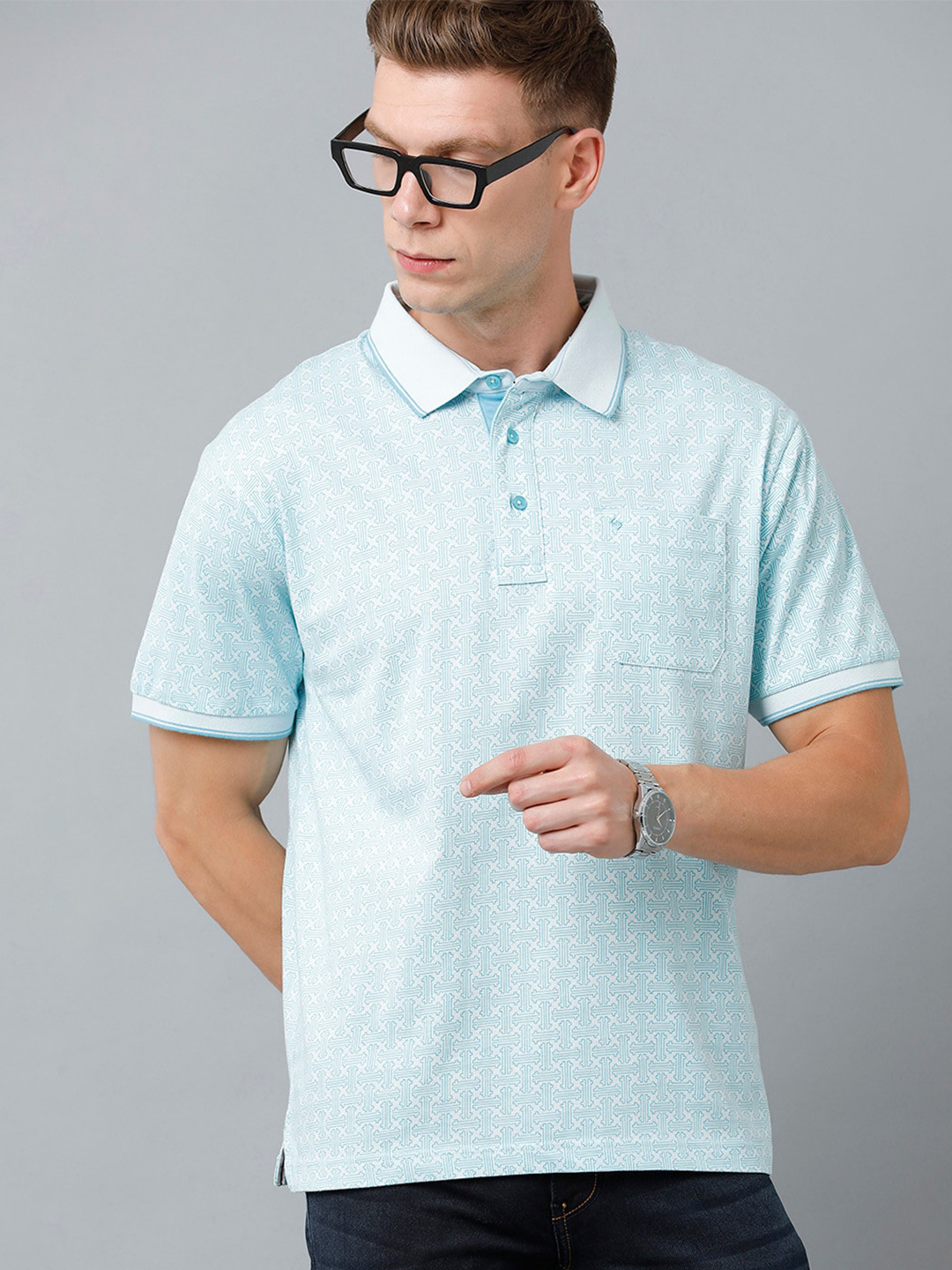 

Classic Polo Men Polo Collar Cotton T-shirt, Blue