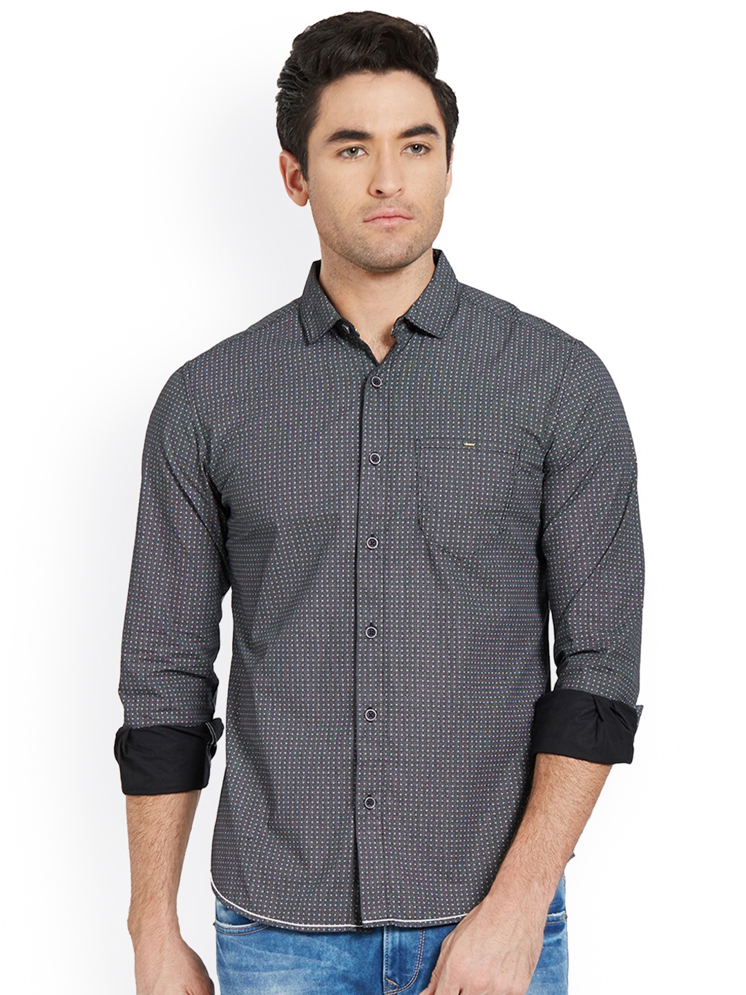 

SPYKAR Men Black Slim Fit Checked Casual Shirt