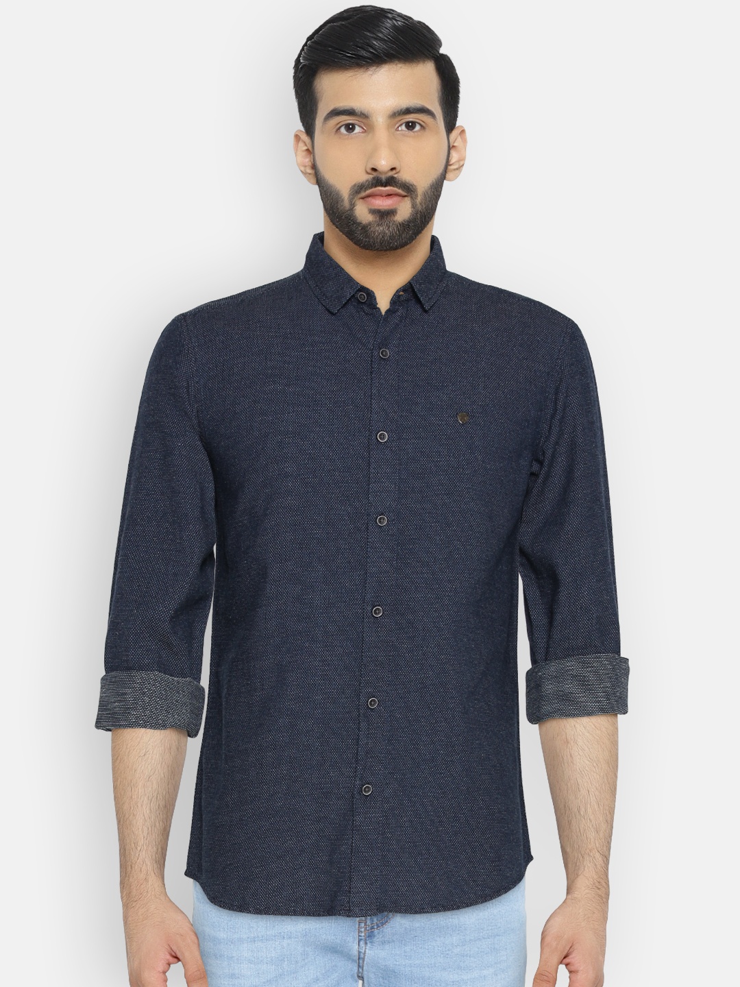 

SPYKAR Men Blue Slim Fit Solid Casual Shirt
