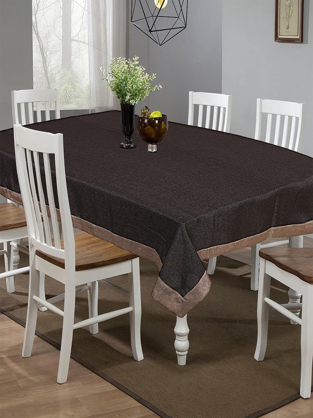

Kuber Industries Brown Textured 6-Seater Table Cover