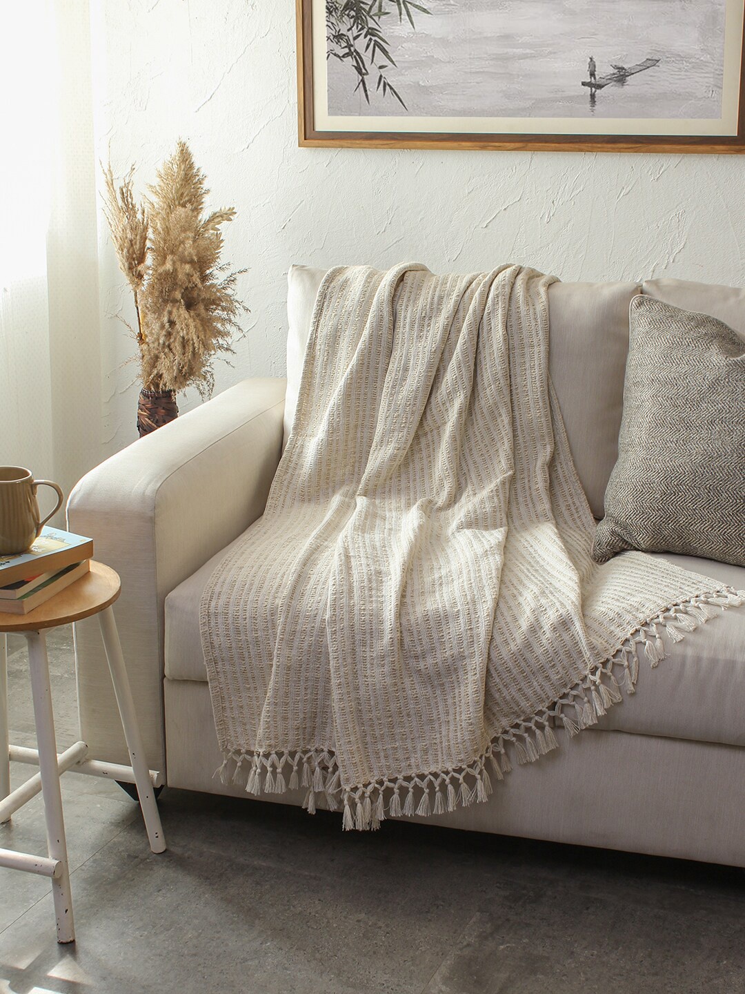 

House This Pir Panjal Beige Self Design Throws