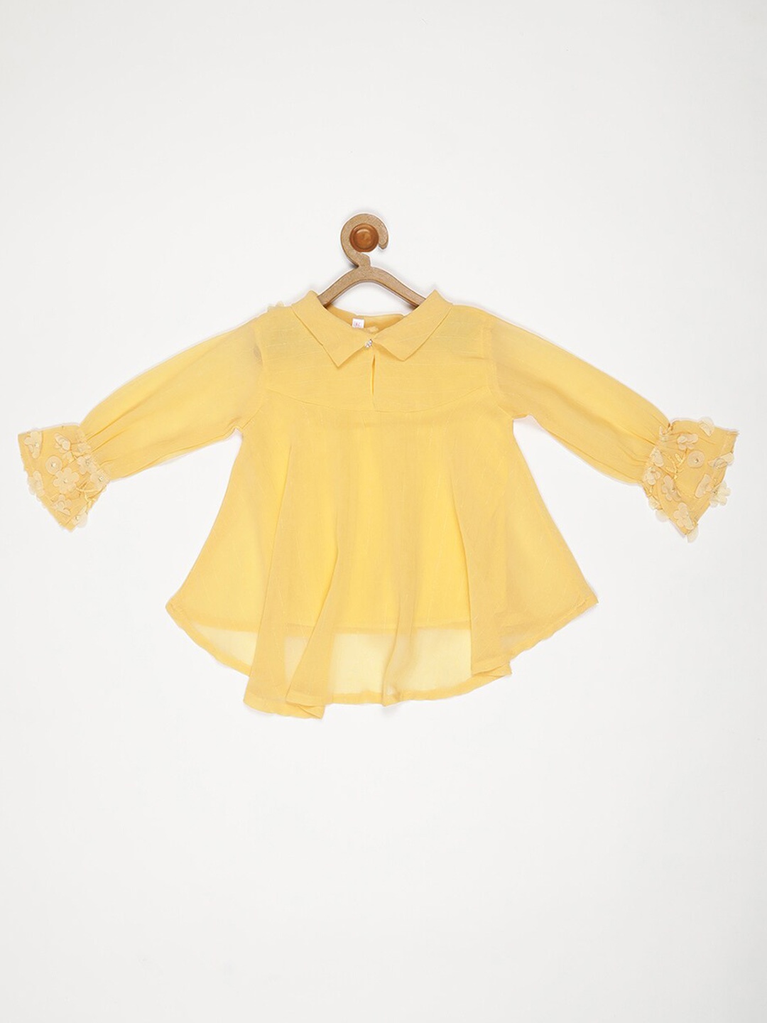

V2 Value & Variety Mandarin Collar A-Line Style Top, Yellow
