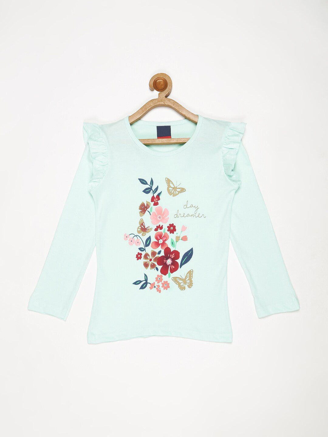 

V2 Value & Variety Floral Print Ruffles Top, Green