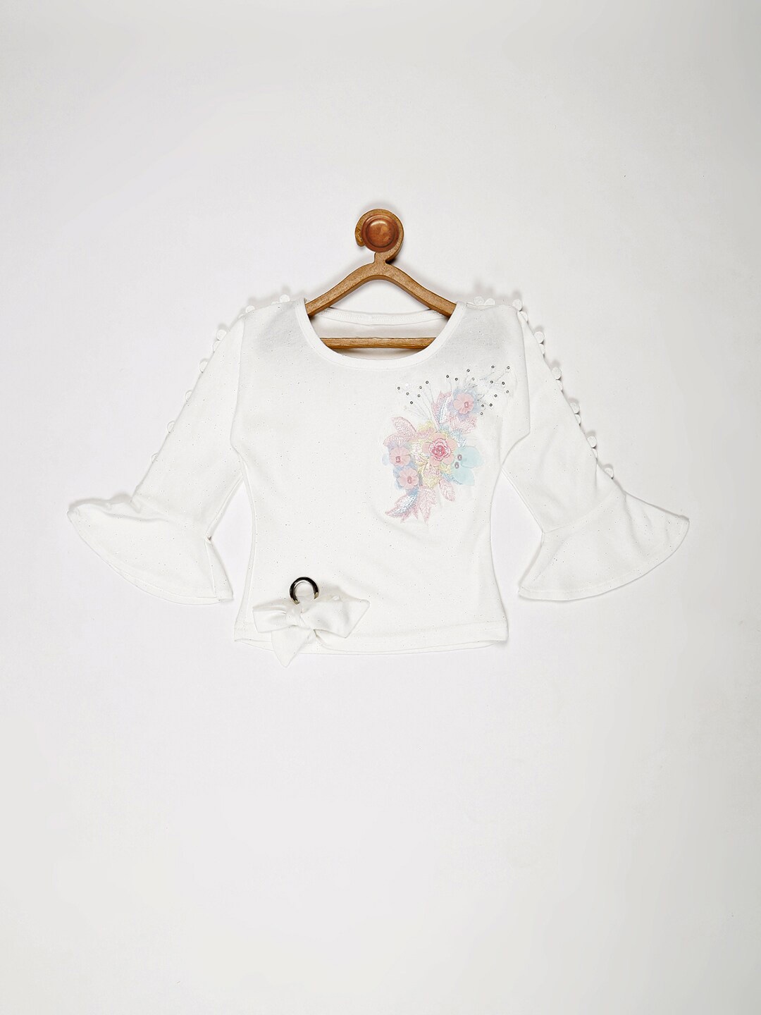 

V2 Value & Variety Girls Floral Print Bell Sleeves Top, White