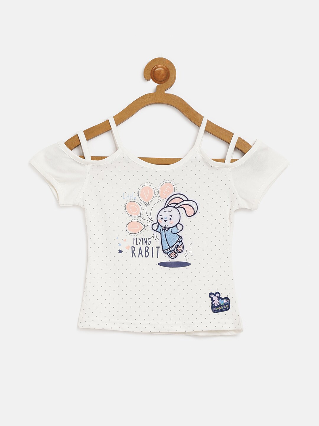 

V2 Value & Variety Girls Print Cotton Top, White