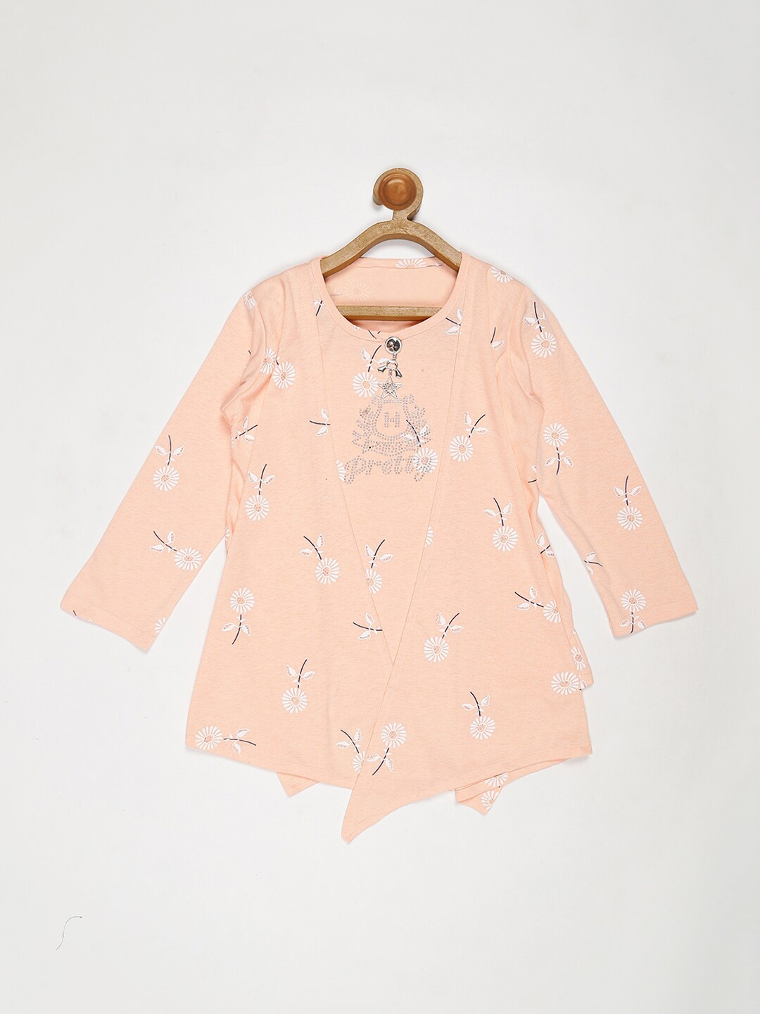 

V2 Value & Variety Girls Beige Floral Printed Top