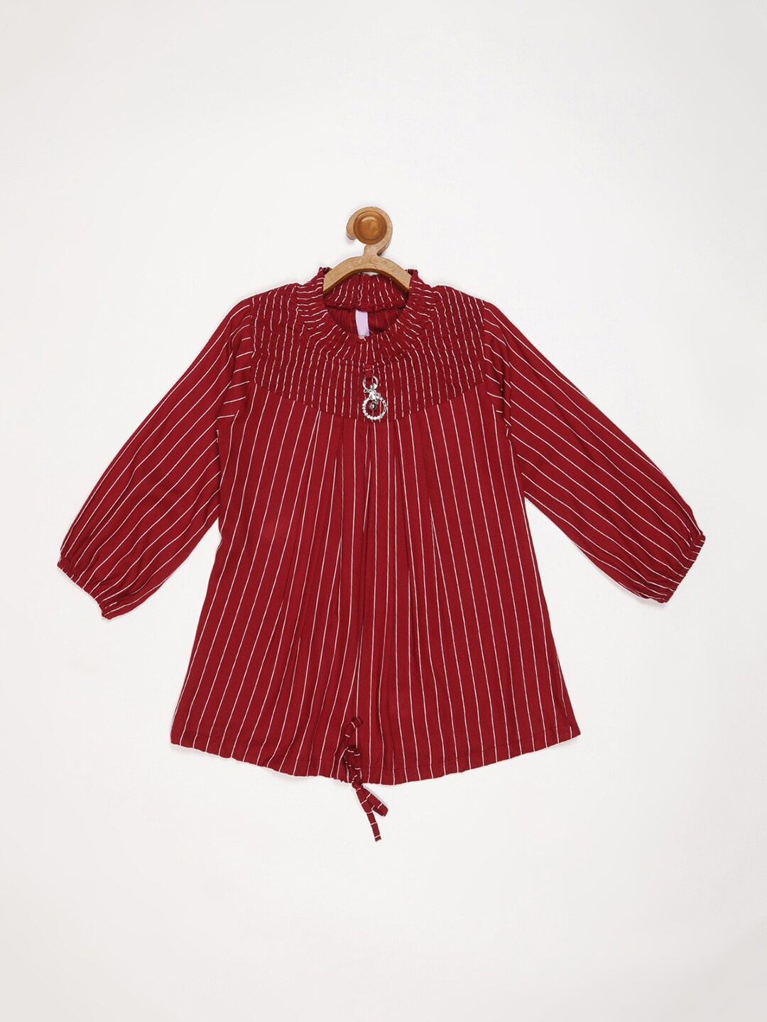 

V2 Value & Variety Maroon Striped Round Neck Cotton Top