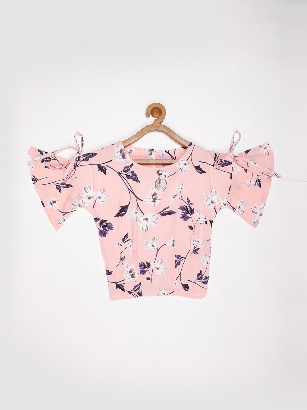 

V2 Value & Variety Girls Floral Printed Top, Peach