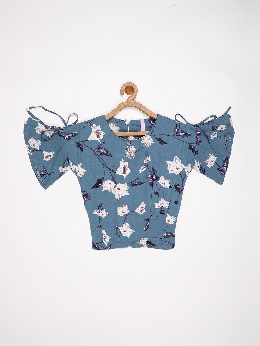 

V2 Value & Variety Girls Floral Print Flare Sleeve Top, Blue
