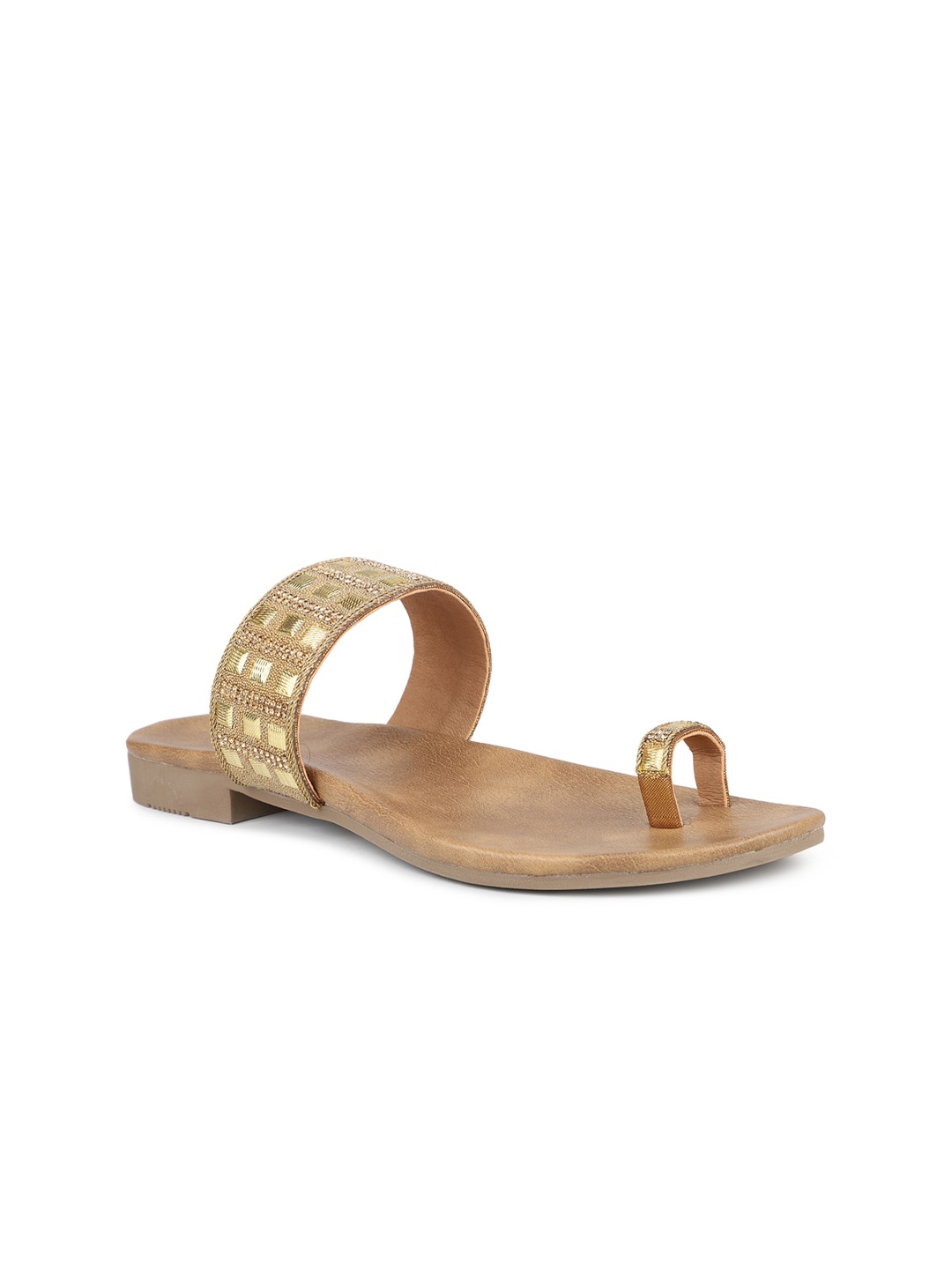 

Inc 5 Women Gold-Toned Ethnic One Toe Flats