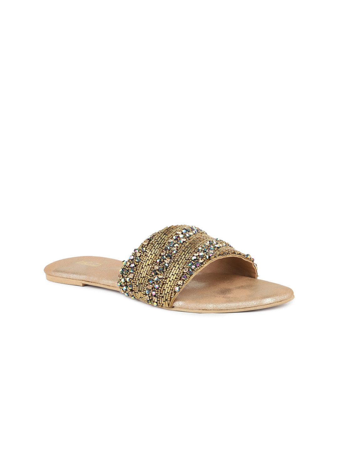

Inc 5 Women Ethnic Open Toe Flats, Gold