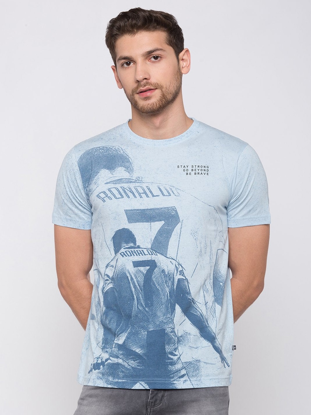

Status Quo Men Printed Cotton T-shirt, Blue