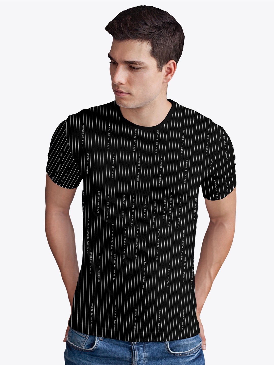 

Status Quo Men Printed Round Neck Cotton T-shirt, Black