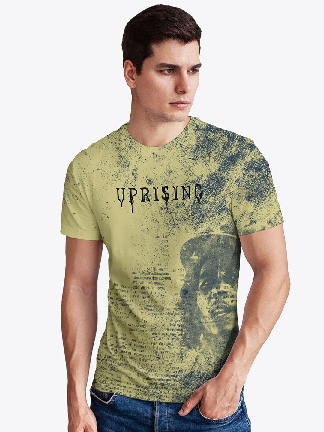 

Status Quo Men Typography Printed Cotton T-shirt, Green