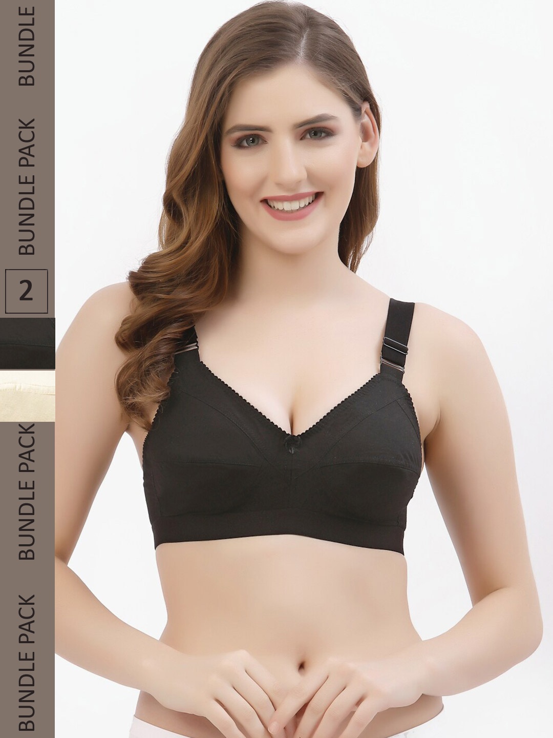 

Floret Pack Of 2 Cotton Bra, Beige