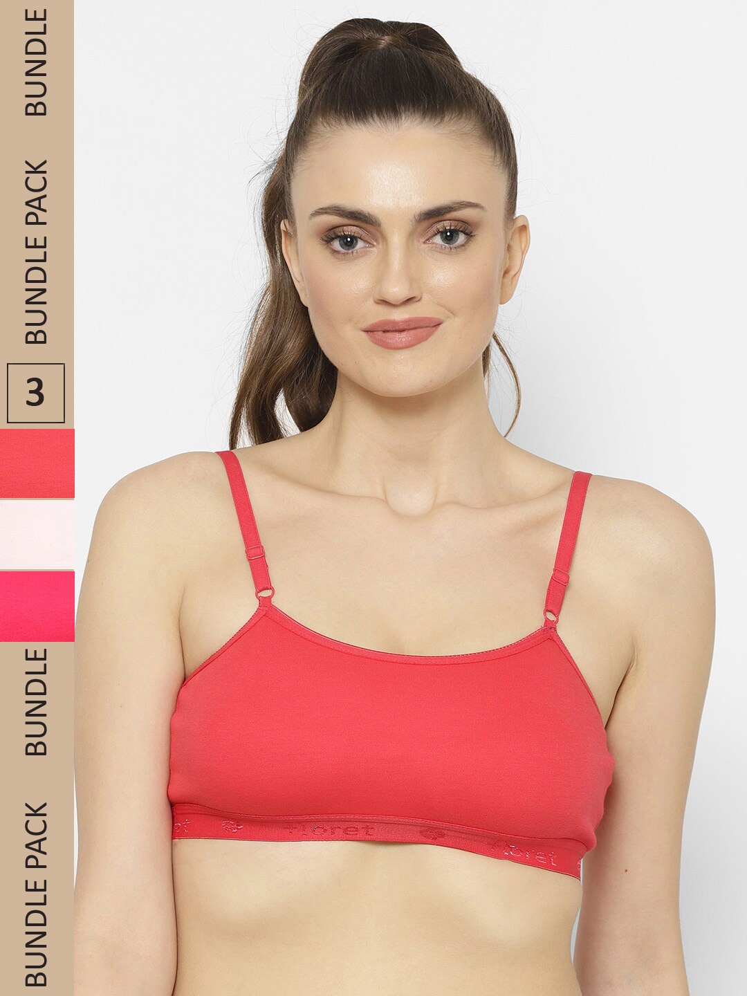 

Floret Pack Of 3 Cotton Bra, Pink