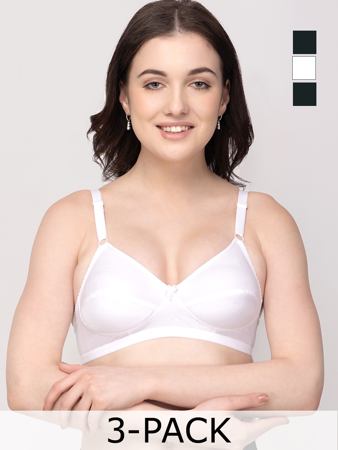 

Floret Pack Of 2 Medium Coverage Non Wired Bra, White